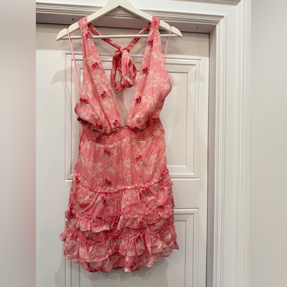 NWT LoveShackFancy Cherry Pink Quintelle Dress Large $495 Retail